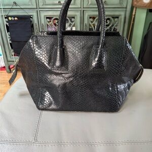 Stella McCartney Black Faux-Snake Satchel